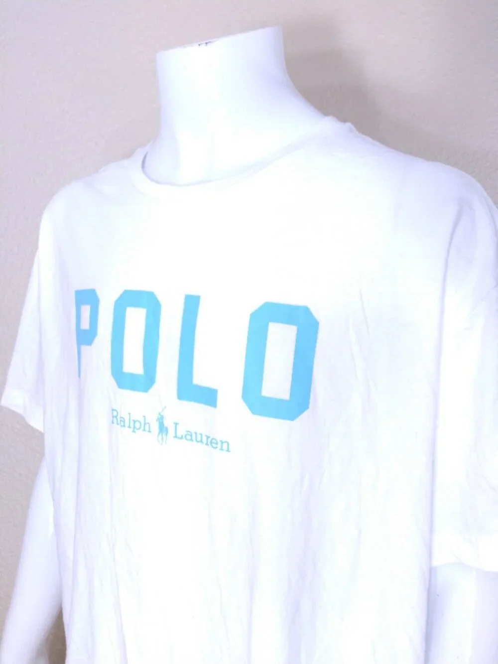POLO RALPH LAUREN T Shirt XL WHITE Blue Pony SPELLOUT Athletic Dept MENS RL SS